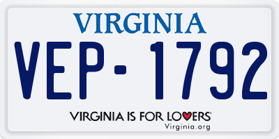 VA license plate VEP1792