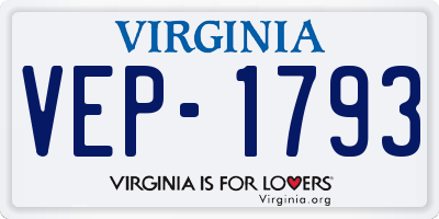 VA license plate VEP1793