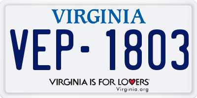 VA license plate VEP1803