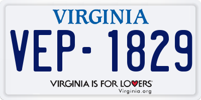 VA license plate VEP1829