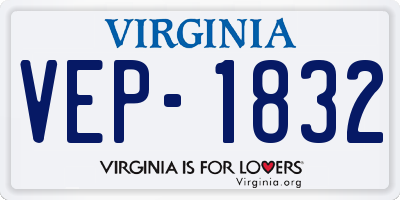 VA license plate VEP1832