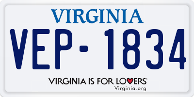 VA license plate VEP1834