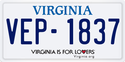 VA license plate VEP1837