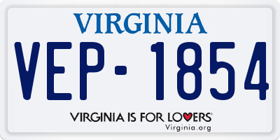 VA license plate VEP1854