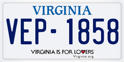VA license plate VEP1858