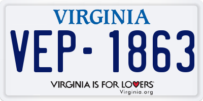 VA license plate VEP1863