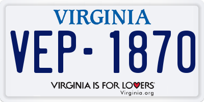 VA license plate VEP1870