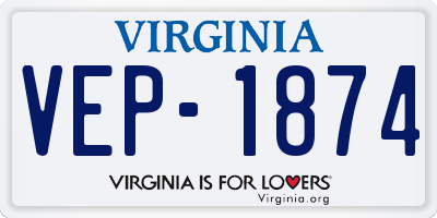 VA license plate VEP1874
