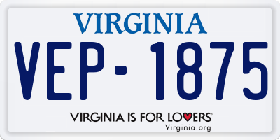 VA license plate VEP1875