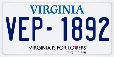 VA license plate VEP1892