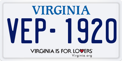 VA license plate VEP1920