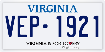 VA license plate VEP1921