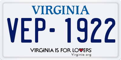 VA license plate VEP1922