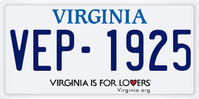 VA license plate VEP1925
