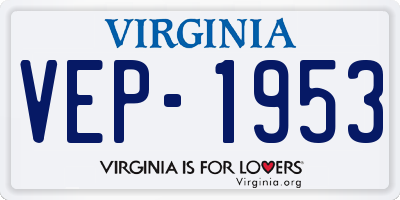 VA license plate VEP1953