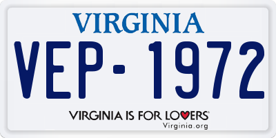 VA license plate VEP1972