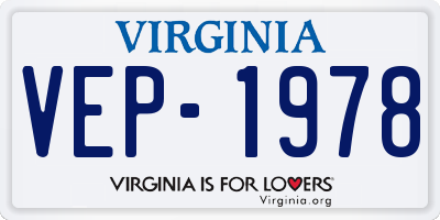VA license plate VEP1978