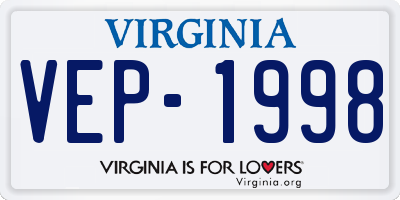 VA license plate VEP1998