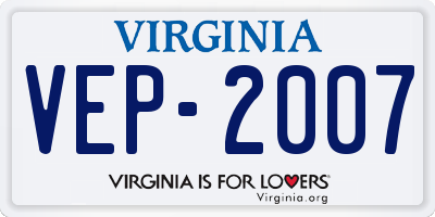 VA license plate VEP2007