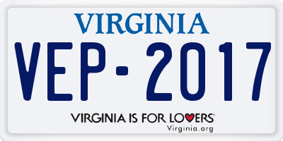 VA license plate VEP2017