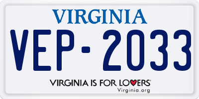 VA license plate VEP2033