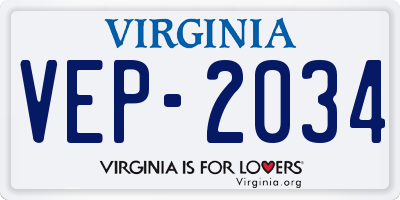 VA license plate VEP2034