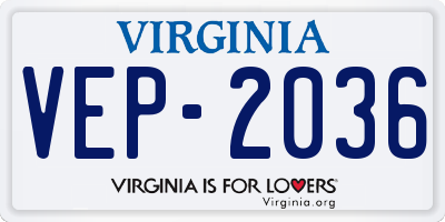 VA license plate VEP2036