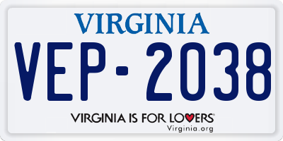 VA license plate VEP2038