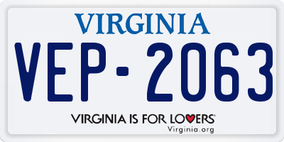VA license plate VEP2063