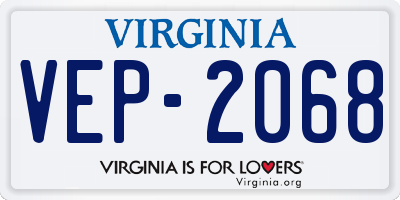 VA license plate VEP2068