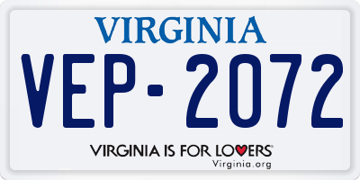 VA license plate VEP2072