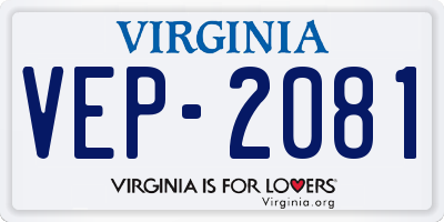VA license plate VEP2081