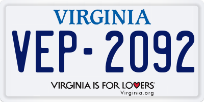 VA license plate VEP2092