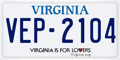 VA license plate VEP2104