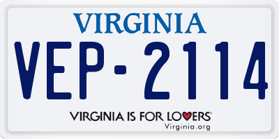 VA license plate VEP2114