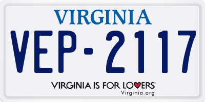 VA license plate VEP2117