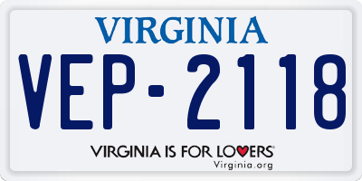 VA license plate VEP2118