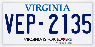 VA license plate VEP2135