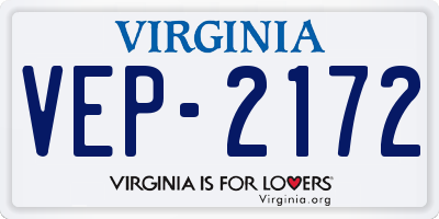VA license plate VEP2172