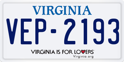 VA license plate VEP2193