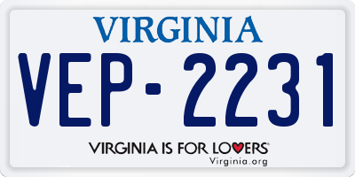 VA license plate VEP2231