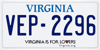 VA license plate VEP2296