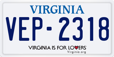 VA license plate VEP2318