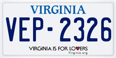 VA license plate VEP2326