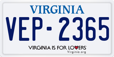 VA license plate VEP2365