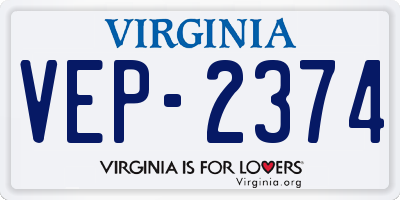 VA license plate VEP2374