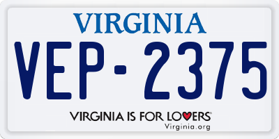 VA license plate VEP2375