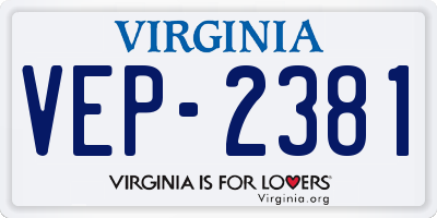 VA license plate VEP2381