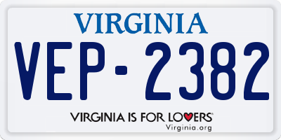 VA license plate VEP2382