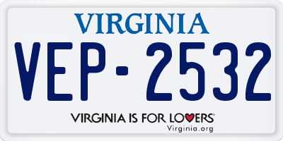 VA license plate VEP2532